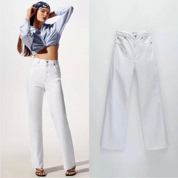 Zara wide leg high waist full length denim jeans size 2 - Picture 2 of 11